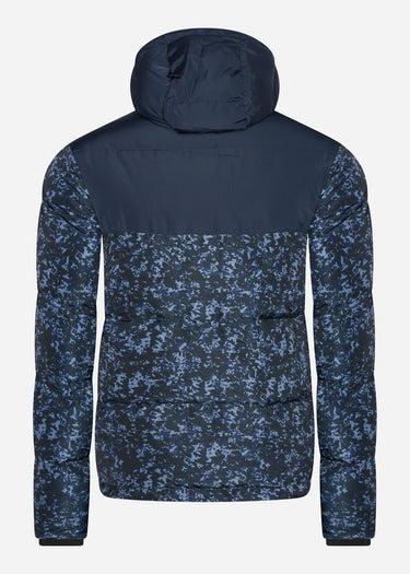 Lyle & Scott Jassen Earth print wadded jacket - dark navy
