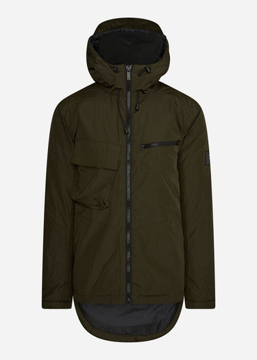 Lyle & Scott Jassen Wadded dual pocket jacket with face guard - olive
