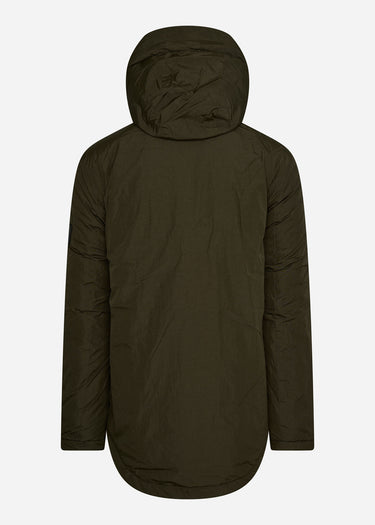 Lyle & Scott Jassen Wadded dual pocket jacket with face guard - olive