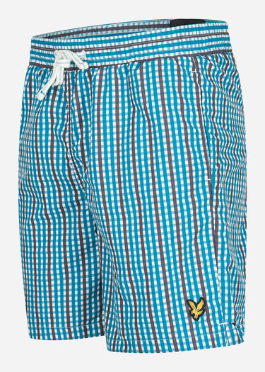Lyle & Scott Zwembroeken Gingham swim shorts - barrack blue