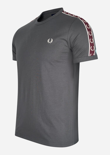 Fred Perry T-shirts Contrast tape ringer t-shirt - gunmetal oxblood