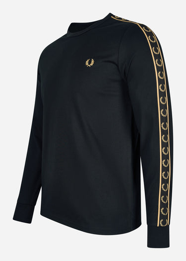 Fred Perry Longsleeve Tees Long sleeve laured taped tee - black gold