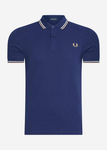 Fred Perry Polo's Twin tipped fred perry shirt - navy ecru warm stone