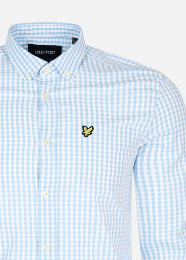 Lyle & Scott Overhemden LS slim fit gingham shirt - light blue white