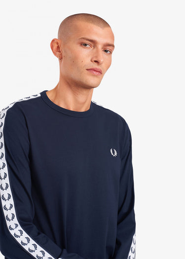 Fred Perry Longsleeve Tees Taped longsleeve tee - carbon blue