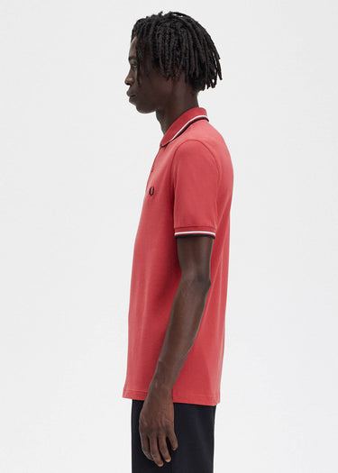 Fred Perry Polo's Twin tipped fred perry shirt - washed red snow white black