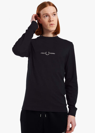 Fred Perry Longsleeve Tees Graphic branding ls t-shirt - black