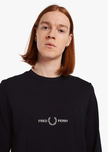 Fred Perry Longsleeve Tees Graphic branding ls t-shirt - black