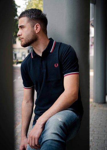 Fred Perry Polo's Twin tipped fred perry shirt - navy white red