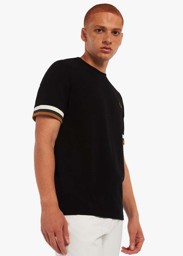 Fred Perry T-shirts Striped cuff pique t-shirt - black