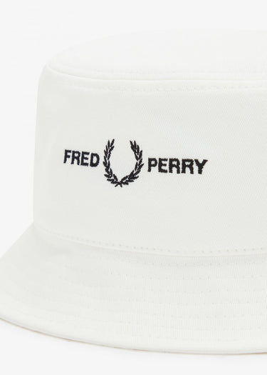 Fred Perry Bucket Hats Branded twill bucket hat - snow white