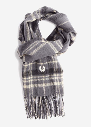 Fred Perry Sjaals Redacted tartan scarf - gunmetal