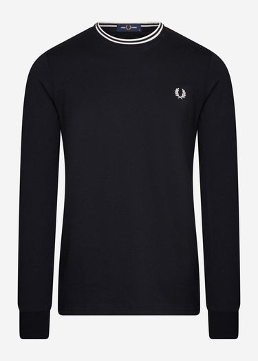 Fred Perry Longsleeve Tees Twin tipped longsleeve tee- black