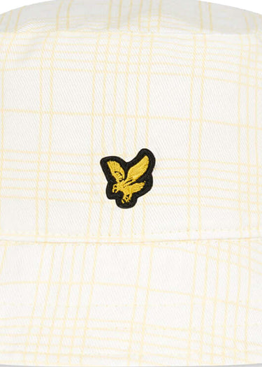 Lyle & Scott Bucket Hats Reversible check bucket hat - white lemon