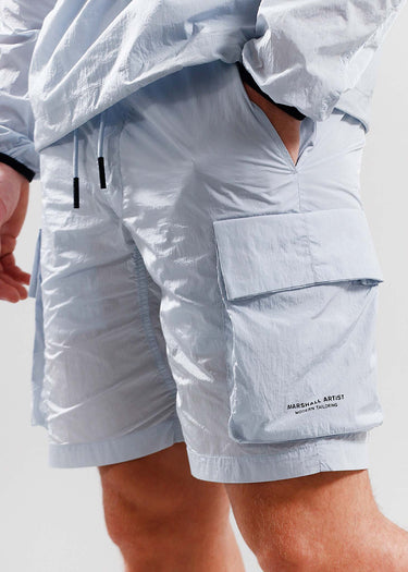 Marshall Artist Korte Broeken Krinkle nylon cargo short - dolphin grey