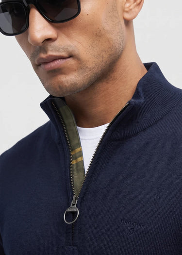 Barbour Pullover Cotton half zip knitted jumper - navy