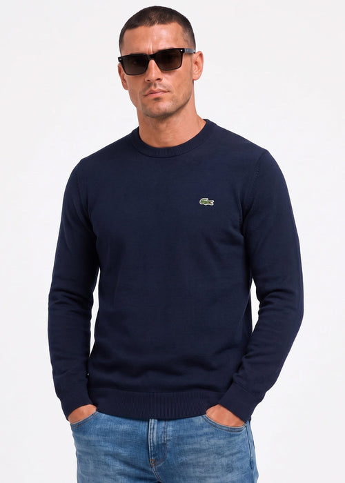 Regular fit crew neck sweater - navy blue