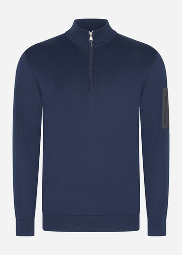 Barbour International Truien  Blades cotton half zip jumper - navy 