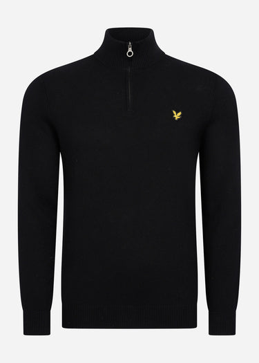 Lyle & Scott Truien  Cotton merino quarter zip jumper - jet black 