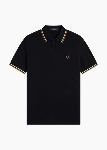 Fred Perry Poloshirts Twin tipped polo - black ecru dark caramel