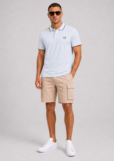 Fred Perry Polo's Twin tipped fred perry shirt - dusky blue ecru laurel wreath green