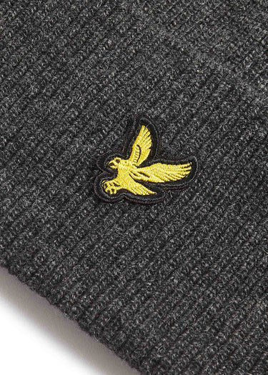 Lyle & Scott Mutsen Lambswool blend ribbed beanie - charcoal marl