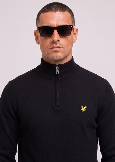 Lyle & Scott Truien Cotton merino quarter zip jumper - jet black