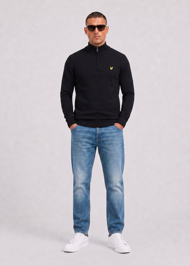 Lyle & Scott Truien Cotton merino quarter zip jumper - jet black