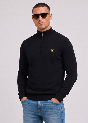 Lyle & Scott Truien Cotton merino quarter zip jumper - jet black