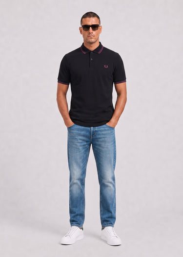 Fred Perry Poloshirts Twin tipped polo - black plum plum