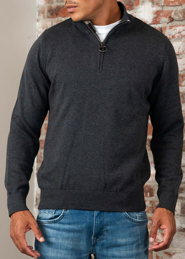 Barbour Truien Cotton half zip knitted jumper - charcoal