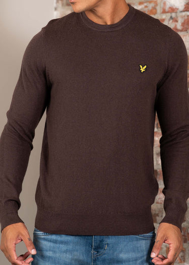 Lyle & Scott Truien Cotton merino crew neck jumper - espresso