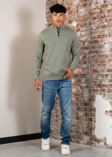 Barbour Truien Cotton half zip knitted jumper - thyme