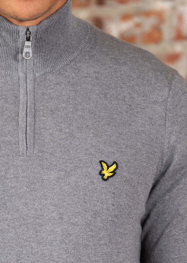 Lyle & Scott Truien Cotton merino quarter zip jumper - mid grey marl