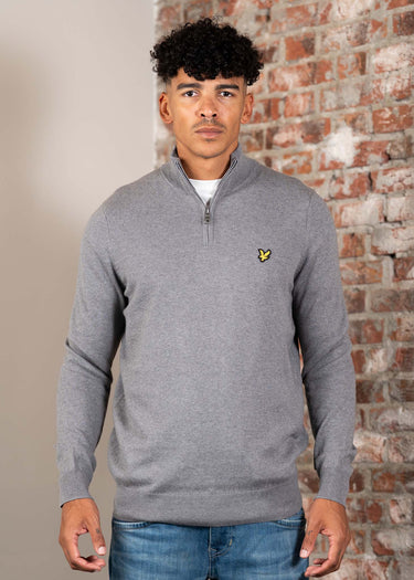 Lyle & Scott Truien Cotton merino quarter zip jumper - mid grey marl