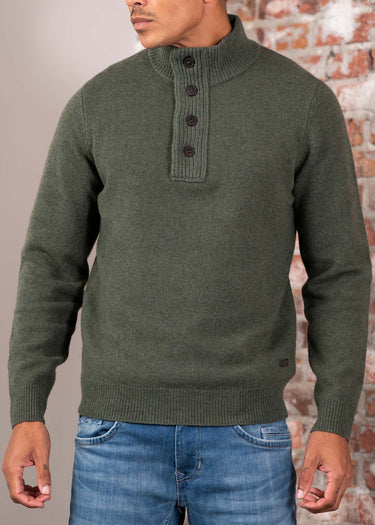 Barbour Truien Essential patch half zip knitted jumper - olive