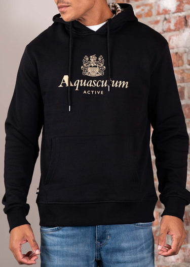 Aquascutum Hoodies Big logo hoodie fleece - black