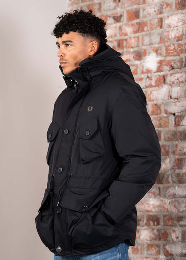 Fred Perry Jassen Patch pocket puffer jacket - black