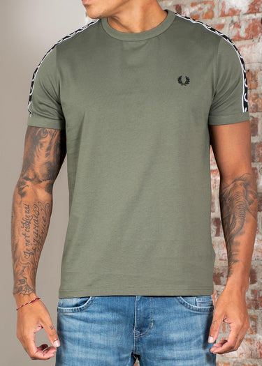 Fred Perry T-shirts Contrast tape ringer t-shirt - laurel wreath green black