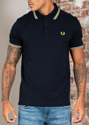 Fred Perry Polo's Twin tipped fred perry shirt - navy ecru honeycomb
