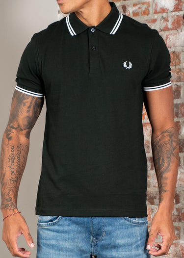 Fred Perry Polo's Twin tipped fred perry shirt - night green snow white snow white