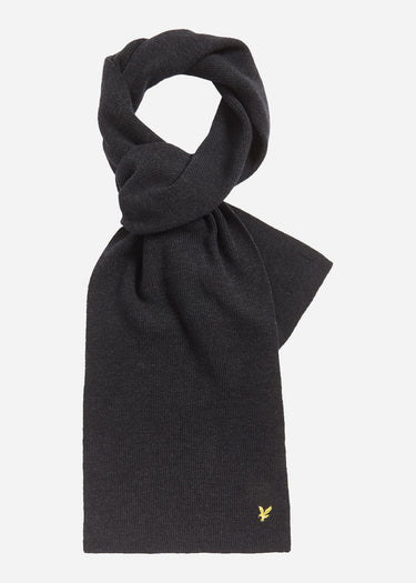 Lyle & Scott Sjaals Lambswool ribbed scarf - jet black marl