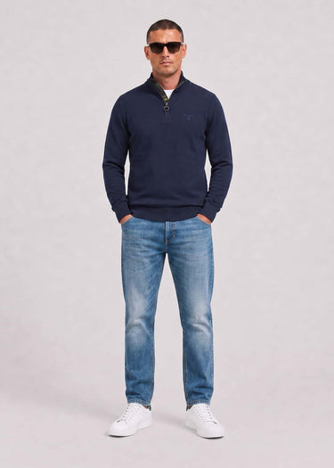 Barbour Pullover Cotton half zip knitted jumper - navy