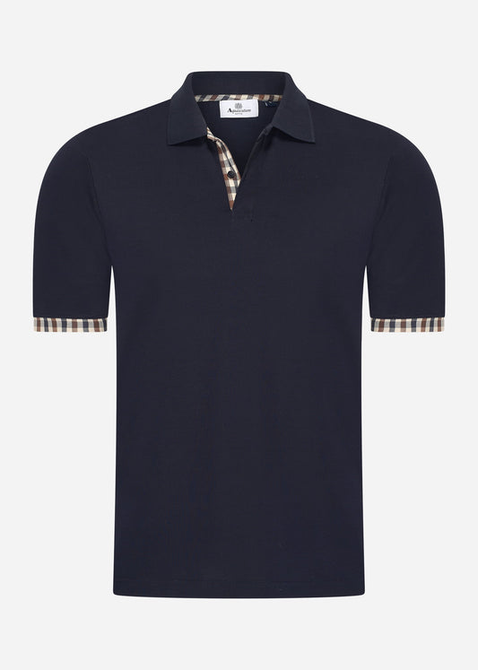Aquascutum Polo's Active supima club check sleeves polo - navy
