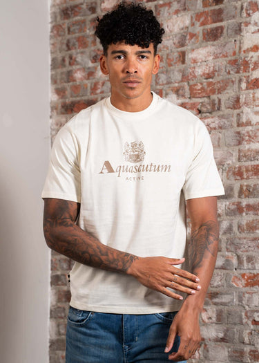 Aquascutum T-shirts Big logo t-shirt - old white