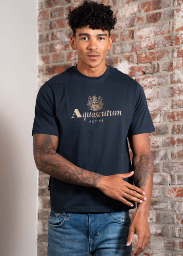 Aquascutum T-shirts Big logo t-shirt - navy