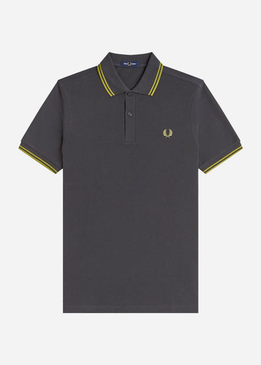 Fred Perry Polo's Twin tipped fred perry shirt - Anchor Grey Tennis Ball Yellow