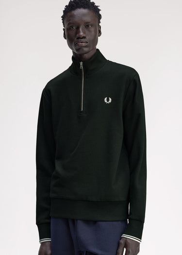 Fred Perry Truien Half zip sweatshirt - night green snow white
