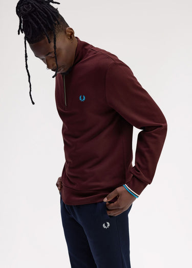 Fred Perry Truien Half zip sweatshirt - oxblood ecru court blue