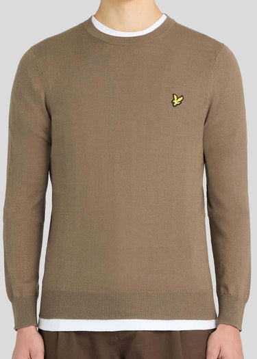 Lyle & Scott Sweaters Cotton merino crew neck jumper - khaki ash